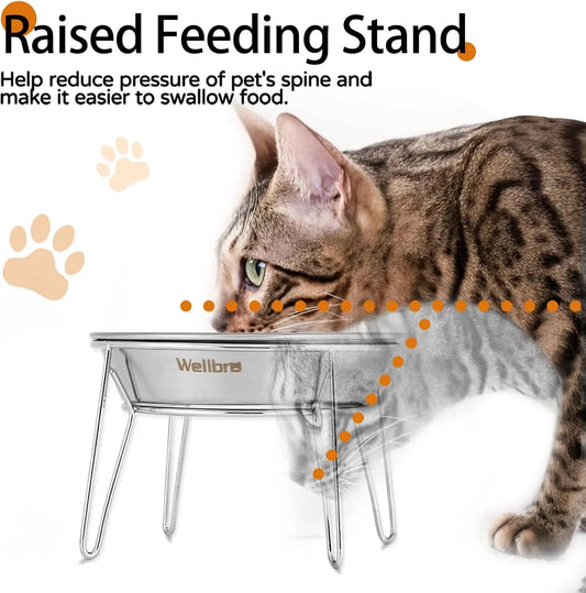 4-Pack Stainless Steel Raised Pet Bowls For Cats And Dogs