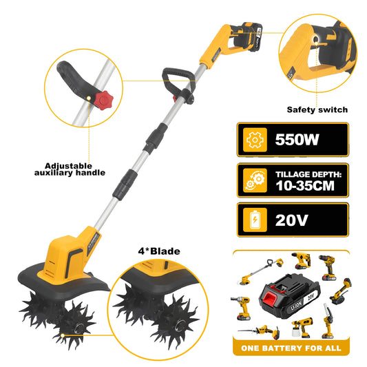 Mini Electric Tiller With Battery For Outdoor Use