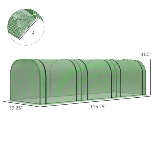 Greenhouse Tunnel With Roll-Up Doors For Backyard
