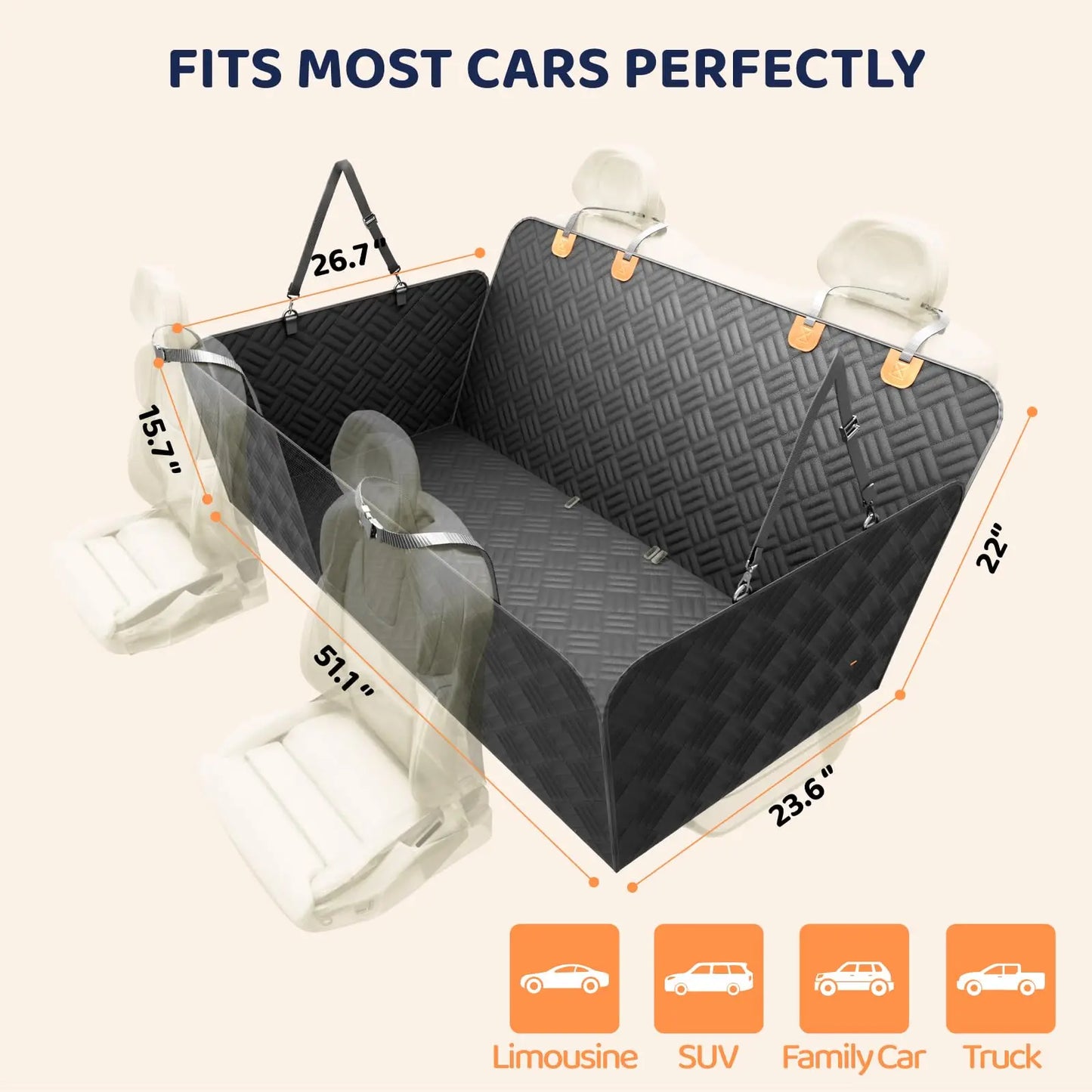Car Rear Seat Dog Seat Cover Hard Bottom