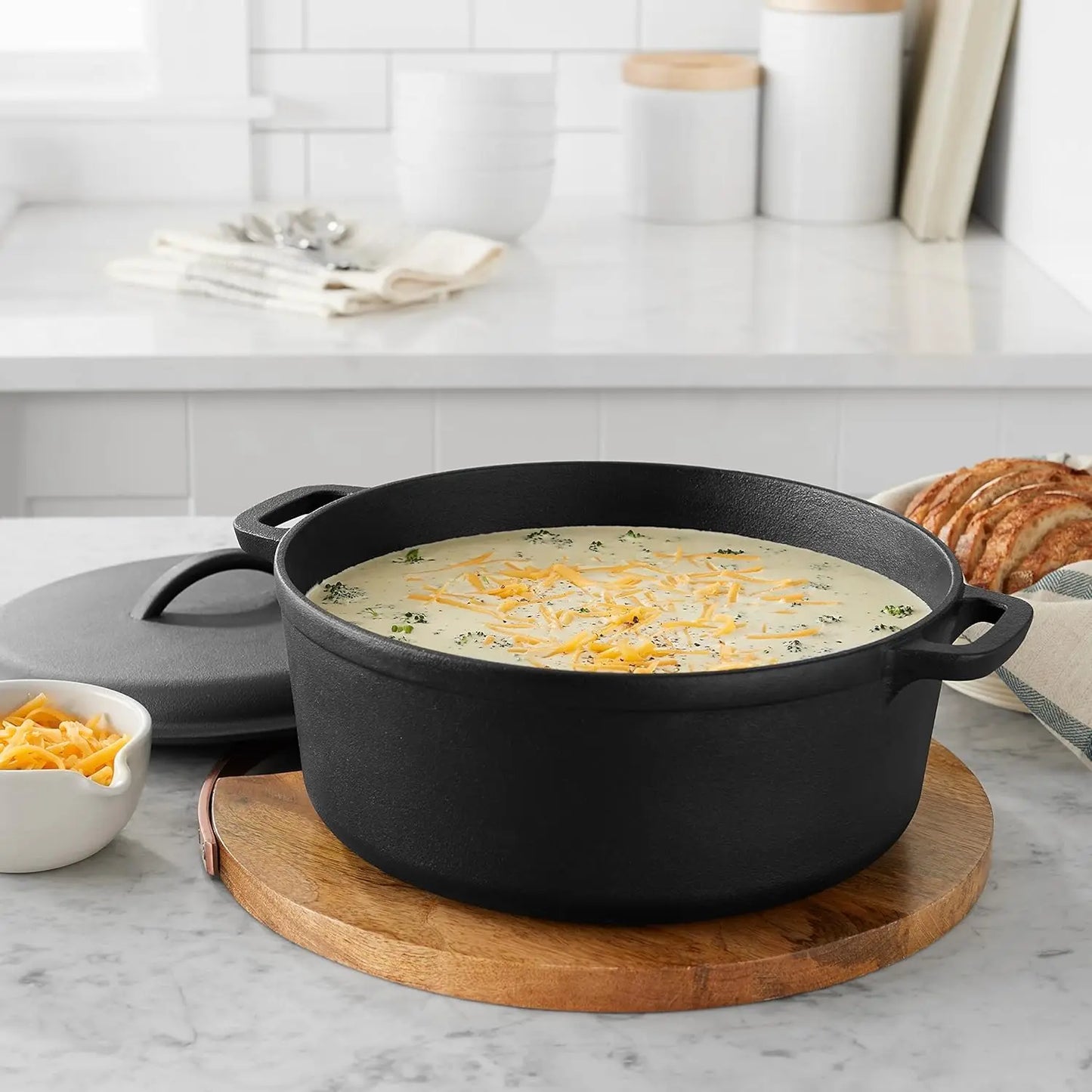 Cast Iron Dutch Oven Pot With Lid Dual Handles.