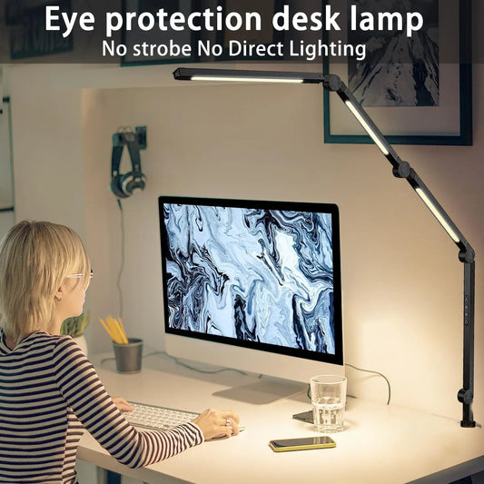 LED Desk Lamp With Clamp Flexible With Swing Arm Sections