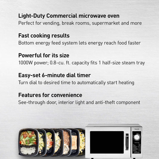 Compact Silver Microwave Oven With 6 Minute Timer