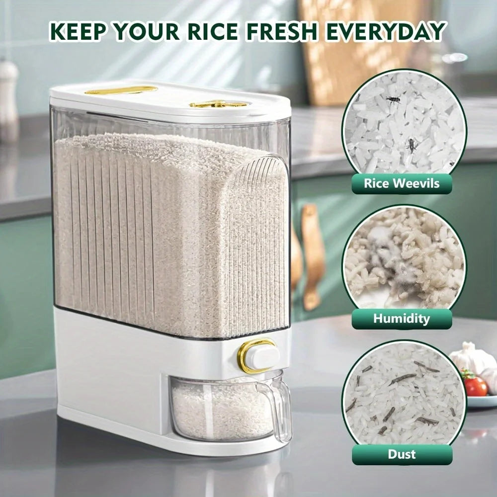 Large Rice Dispenser Pantry Storage & Measuring Cup