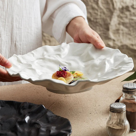 Folding Deep Plate Dishes Ceramic High-Grade Tableware