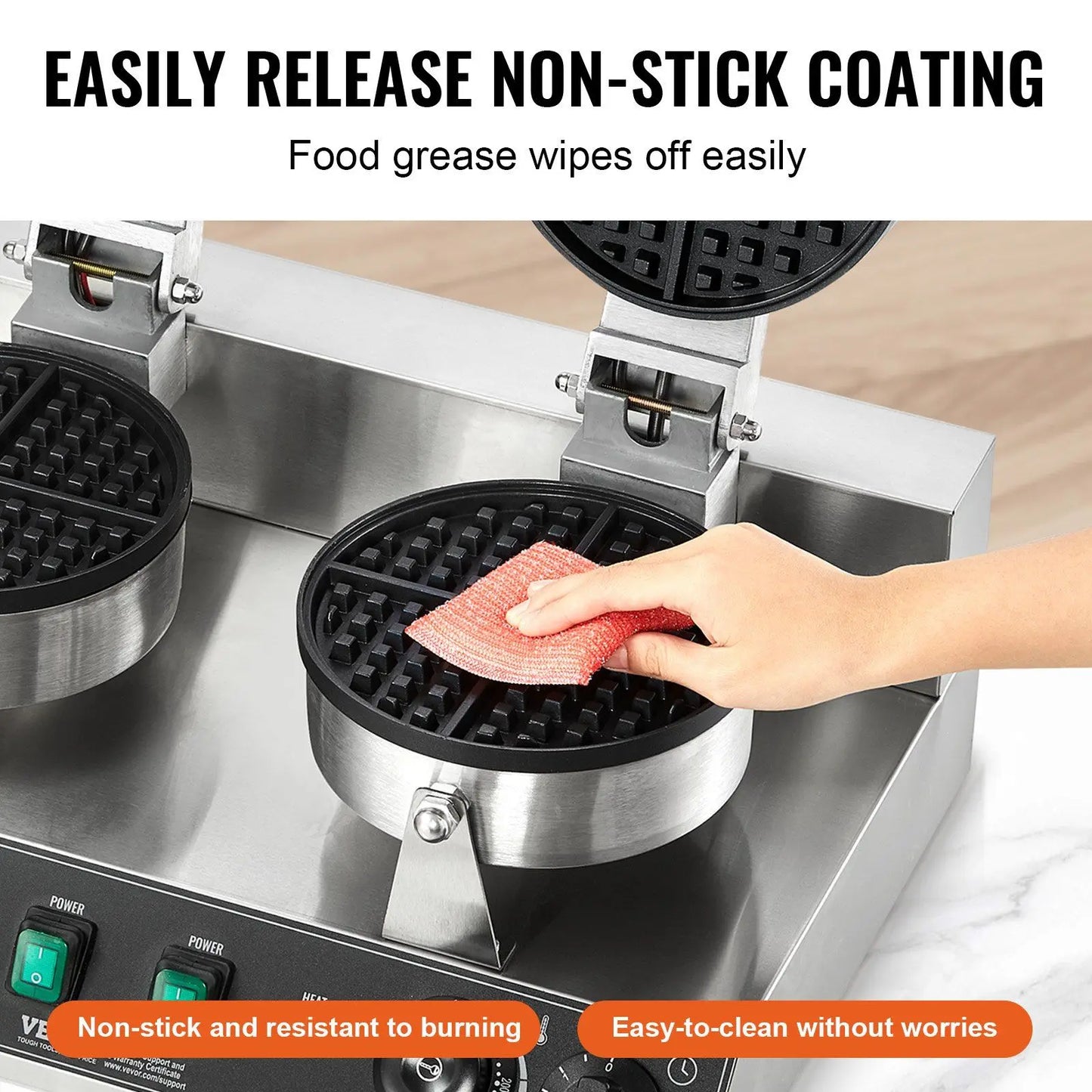 Double Head Kitchen Waffle Maker Adjustable Temperature