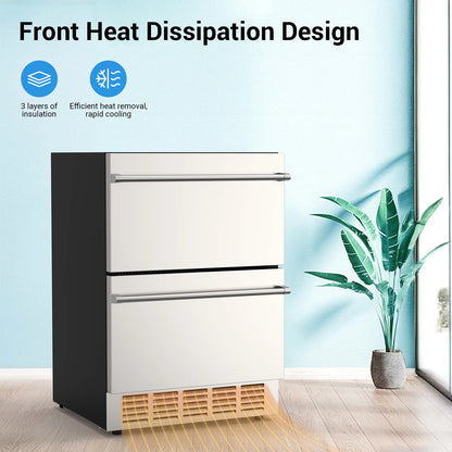 Refrigerator With Wheels & Drawer For Patio Kitchen Livingroom