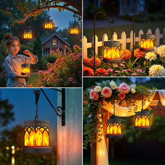 Solar Lanterns Outdoor Waterproof Two Modes Hanging Lights For Outside