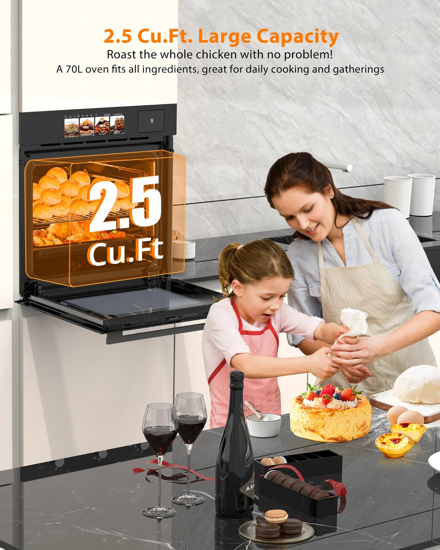 Built-in Electric Wall Oven Display 8 Cooking Modes