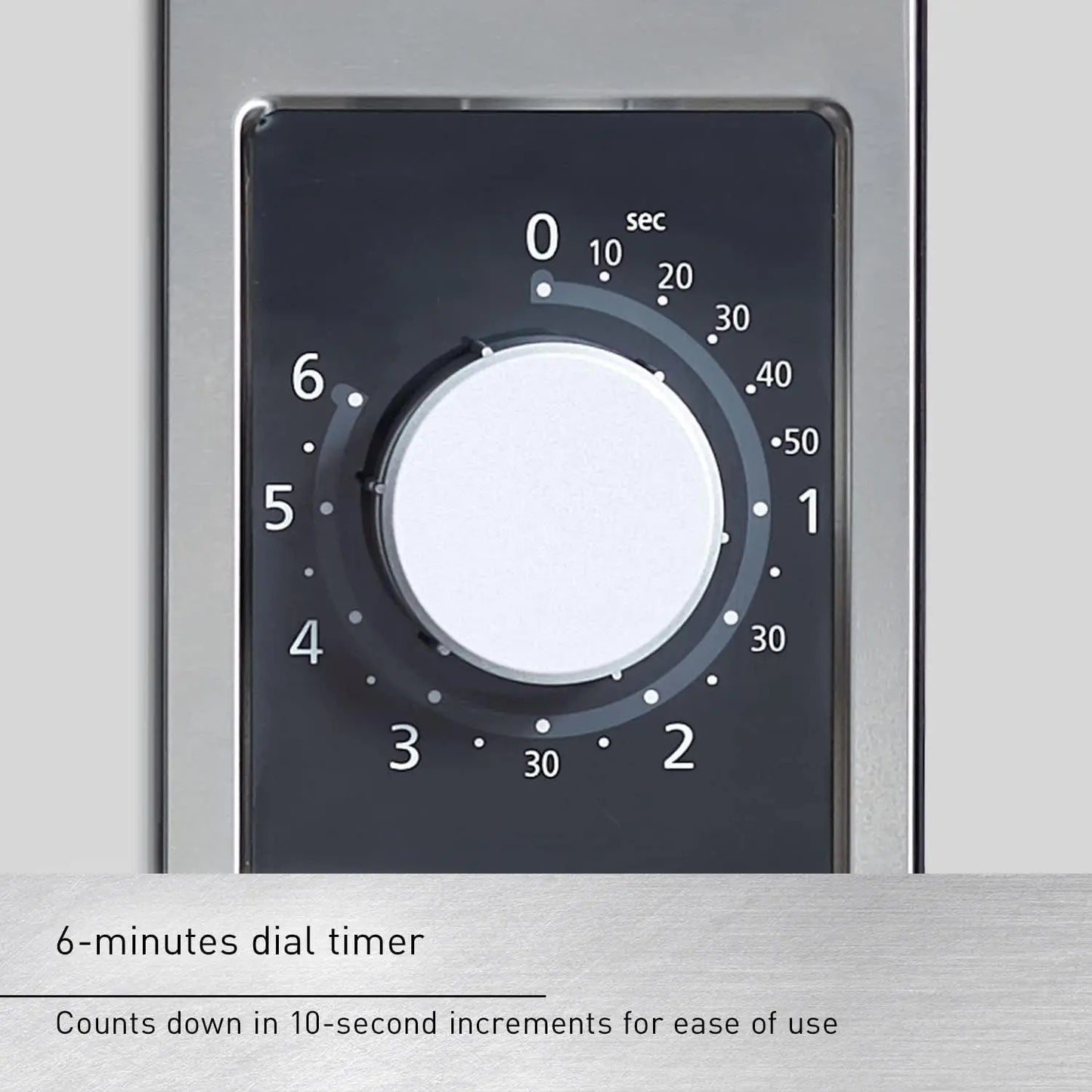 Compact Silver Microwave Oven With 6 Minute Timer