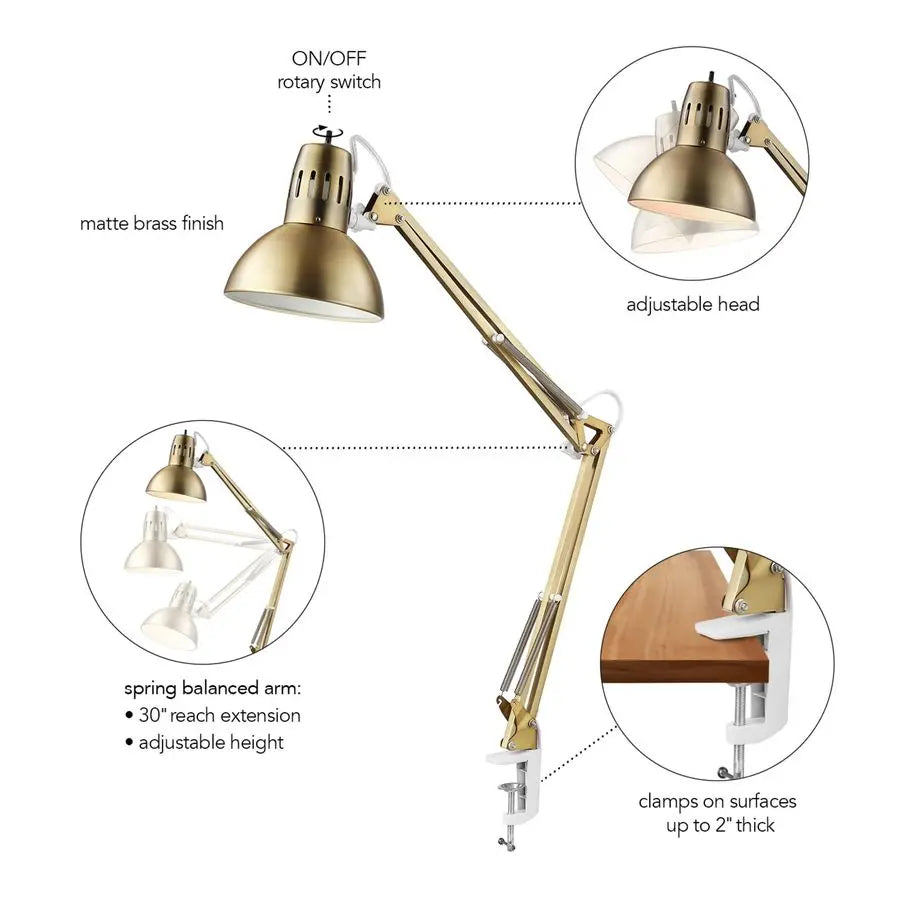 Electric MultiJoint Desk Lamp With Metal Clamp And Switch