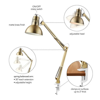 Electric MultiJoint Desk Lamp With Metal Clamp And Switch