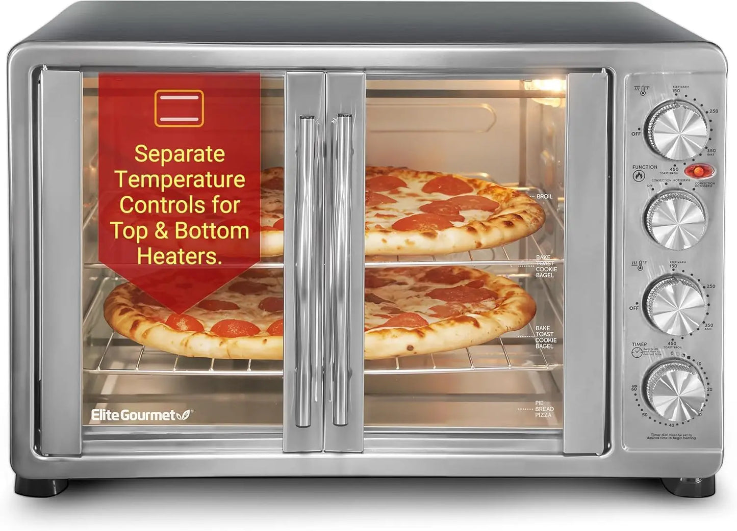 French Door Convection Oven Bake Broil Toast Rotisserie Capacity