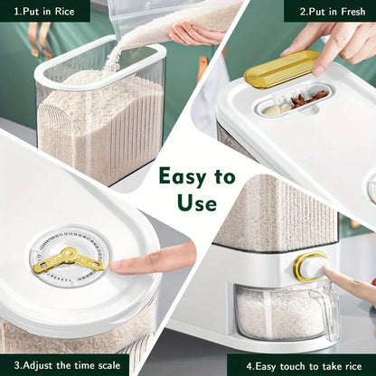 Large Rice Dispenser Pantry Storage & Measuring Cup