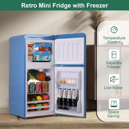 Small Refrigerator With Freezer Retro Adjustable Thermostat