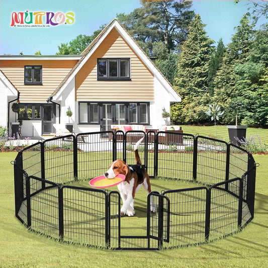 Dog Playpen With Door Outdoor/Indoor Foldable Metal Pet