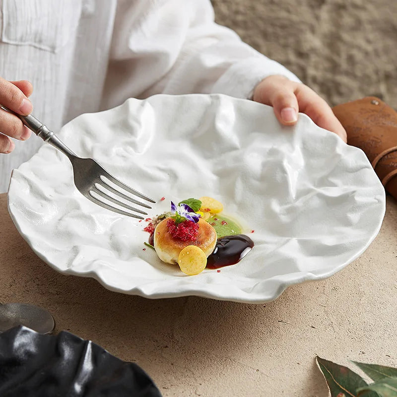 Folding Deep Plate Dishes Ceramic High-Grade Tableware