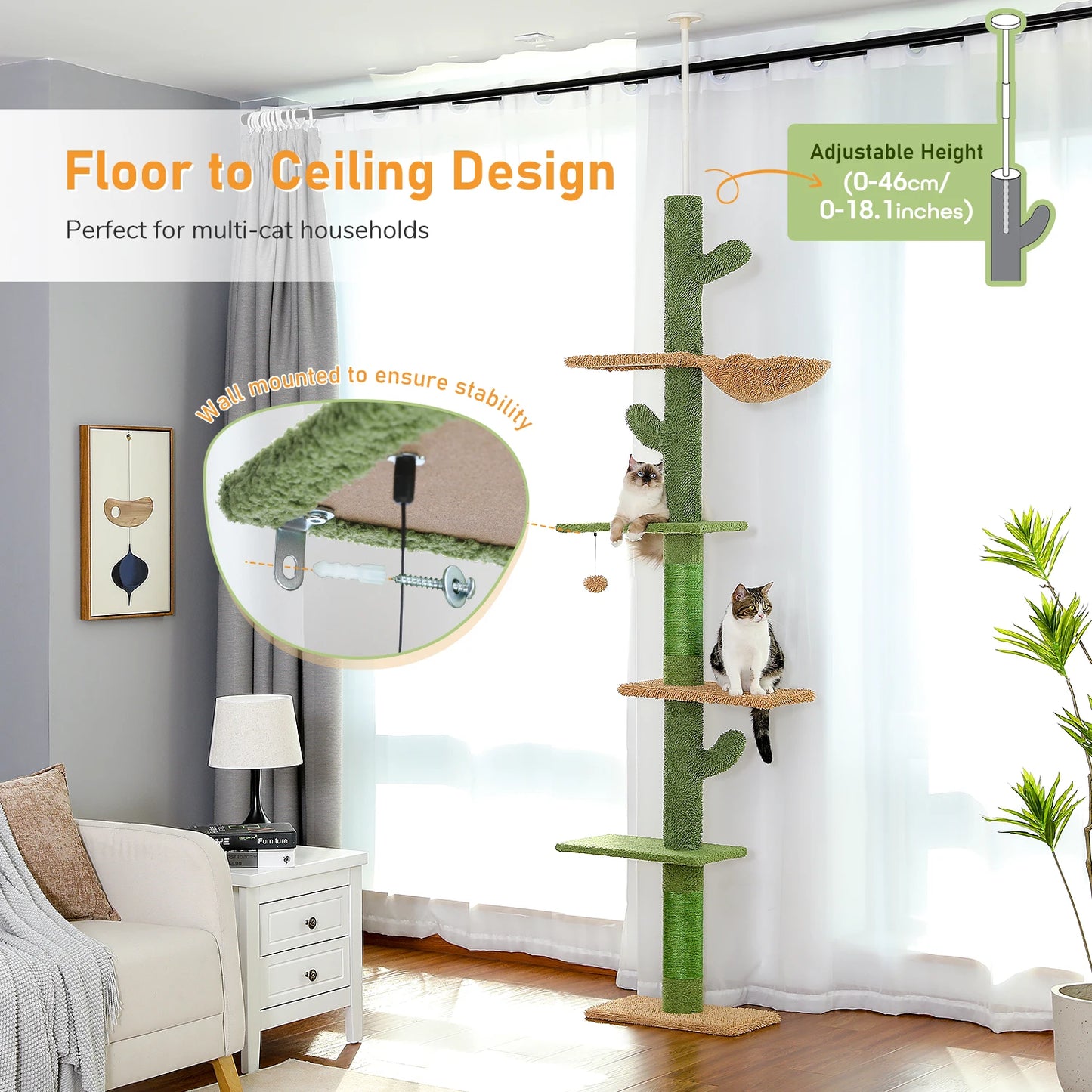 Cat Tree Cactus Tower Indoor Scratching Post