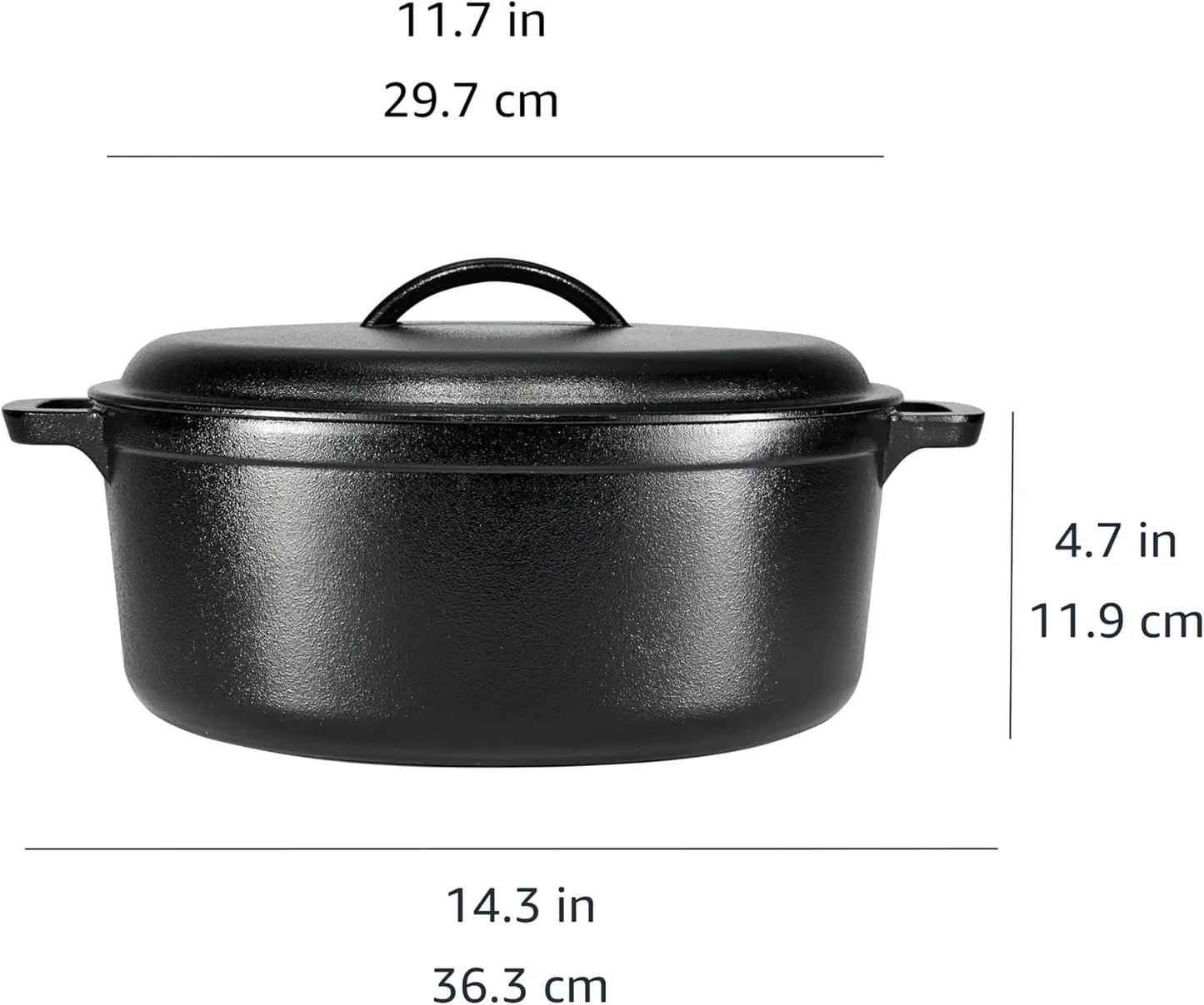 Cast Iron Dutch Oven Pot With Lid Dual Handles.