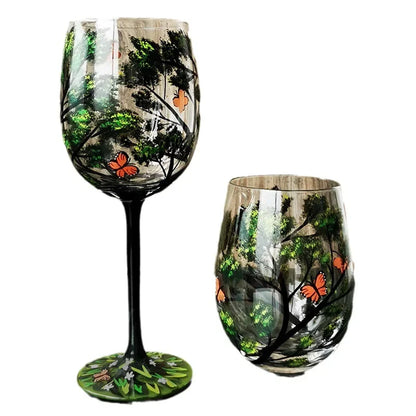 Crystal Glass Painted Creative Four Seasons Wine Goblets