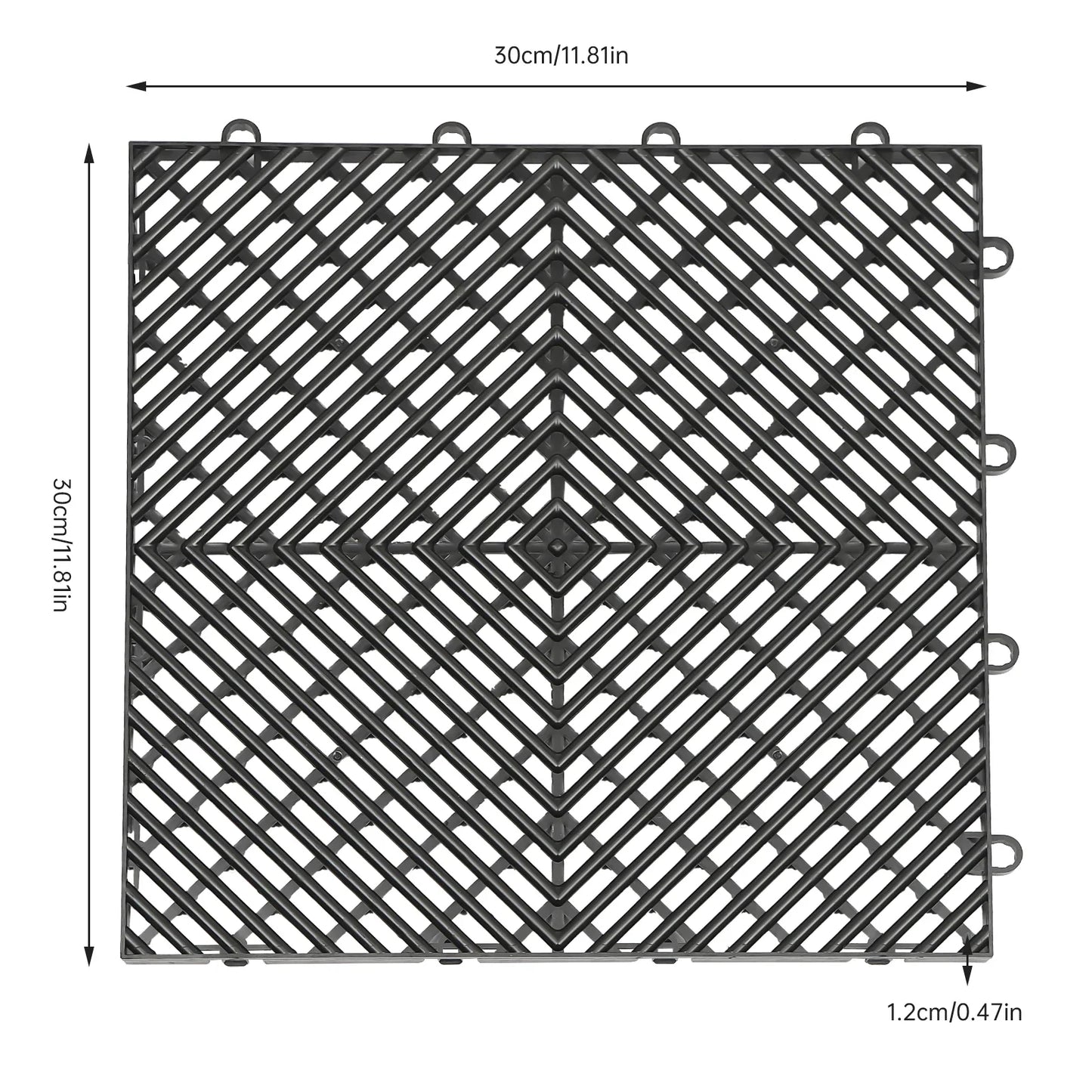 Black Interlocking Patio Floor Tiles Outdoor Use