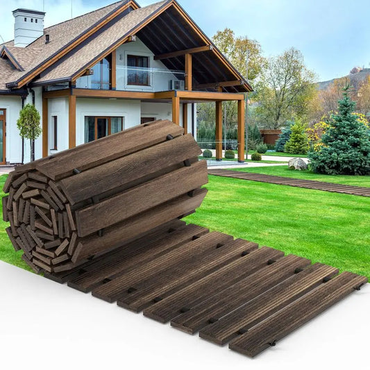 8FT x 17IN Wooden Garden Pathway, Outdoor Roll-out, Walkway