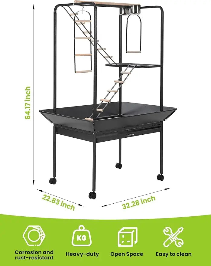 Parrot Playstand With Wheels Bird Cage Stand And Ladder