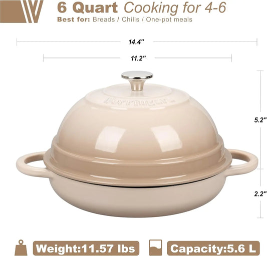 6 Quart Cast Iron Enameled Dutch Oven With Lid