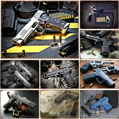 Pistol Metal Signs Military Flair Bar & Club