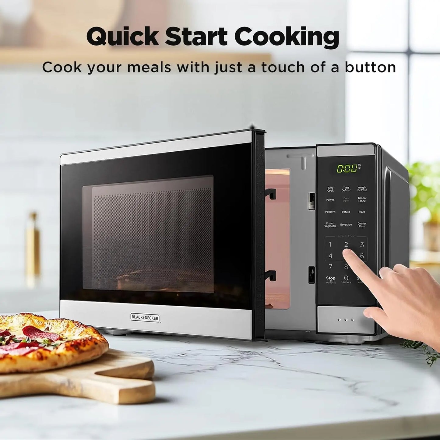 Countertop Microwave Oven Auto Child Lock 10 Power Levels