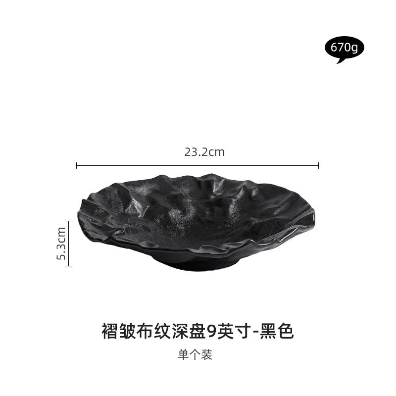 Folding Deep Plate Dishes Ceramic High-Grade Tableware