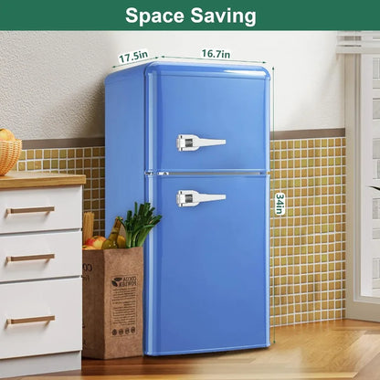 Small Refrigerator With Freezer Retro Adjustable Thermostat