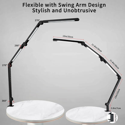 LED Desk Lamp With Clamp Flexible With Swing Arm Sections