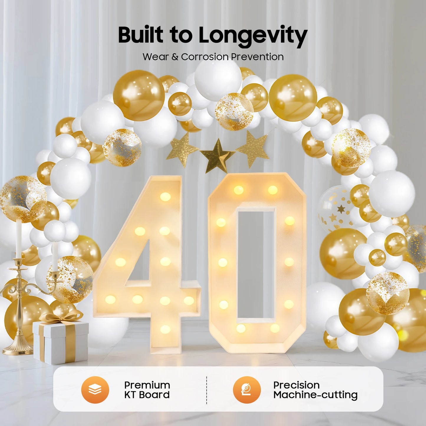 30/40/50/60 Giant Number Led Light 100cm DIY For Holiday Event