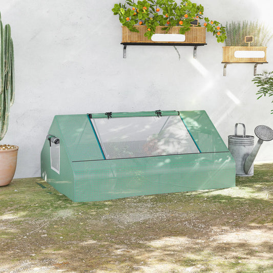 Mini Portable Greenhouse Zippered Windows Door Green