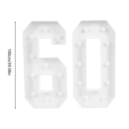 30/40/50/60 Giant Number Led Light 100cm DIY For Holiday Event