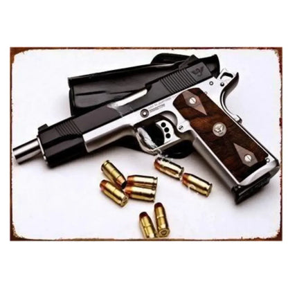 Pistol Metal Signs Military Flair Bar & Club