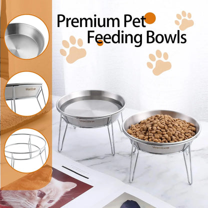 4-Pack Stainless Steel Raised Pet Bowls For Cats And Dogs