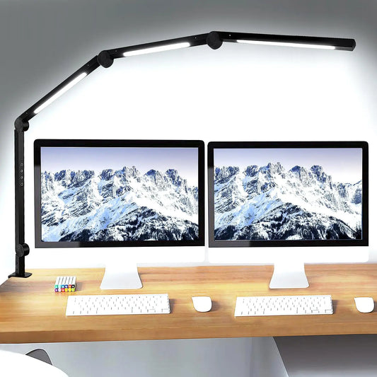 LED Desk Lamp With Clamp Flexible With Swing Arm Sections