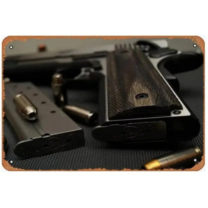 Pistol Metal Signs Military Flair Bar & Club