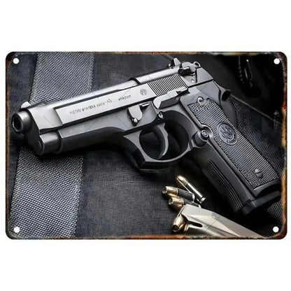 Pistol Metal Signs Military Flair Bar & Club