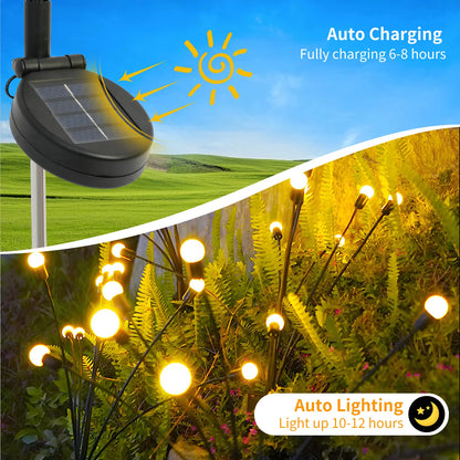 8-Head Solar Firefly Lights LED Waterproof For Outdoor Use