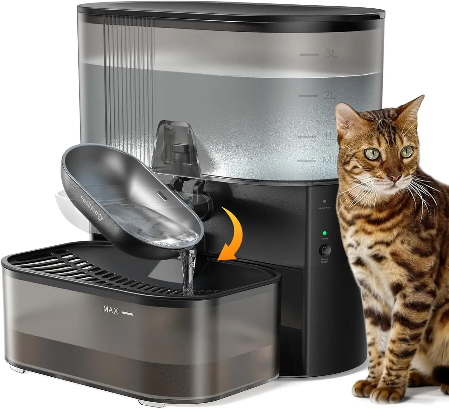 Pet Water Fountain  Wastewater Separation Stainless Steel Bowl For Cats And Dogs