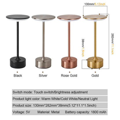 LED Table Lamp Touch Sensor Portable Bedroom Reading Lamp