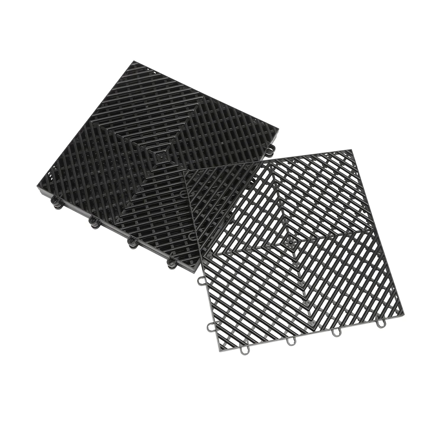 Black Interlocking Patio Floor Tiles Outdoor Use