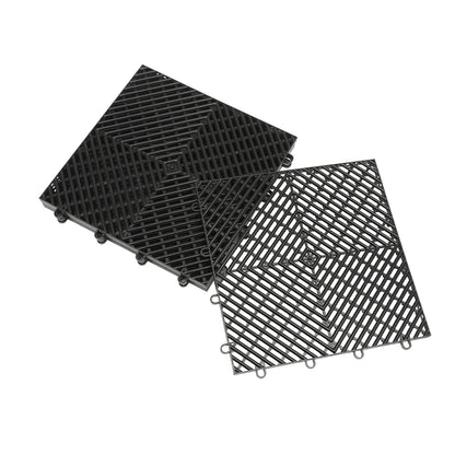 Black Interlocking Patio Floor Tiles Outdoor Use