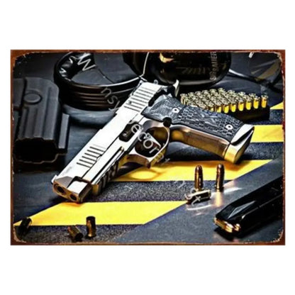 Pistol Metal Signs Military Flair Bar & Club