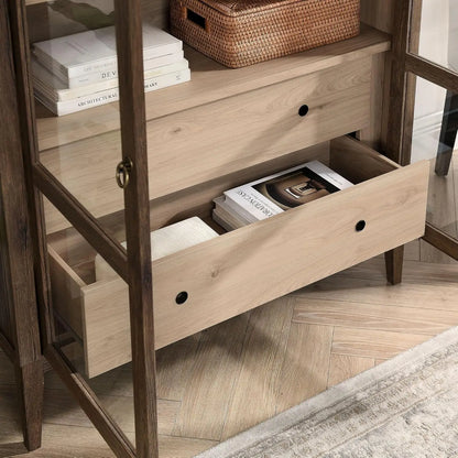 Tall Arched Storage Display Cabinet 74" Walnut Light Oak