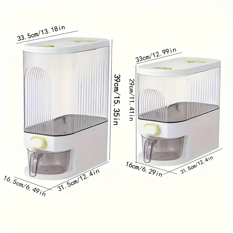 Large Rice Dispenser Pantry Storage & Measuring Cup