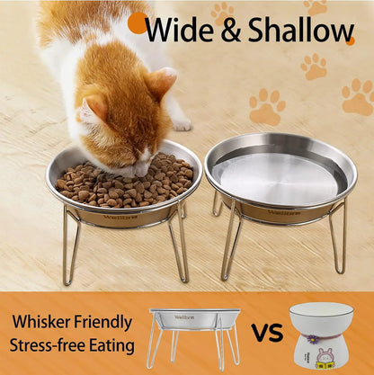 4-Pack Stainless Steel Raised Pet Bowls For Cats And Dogs